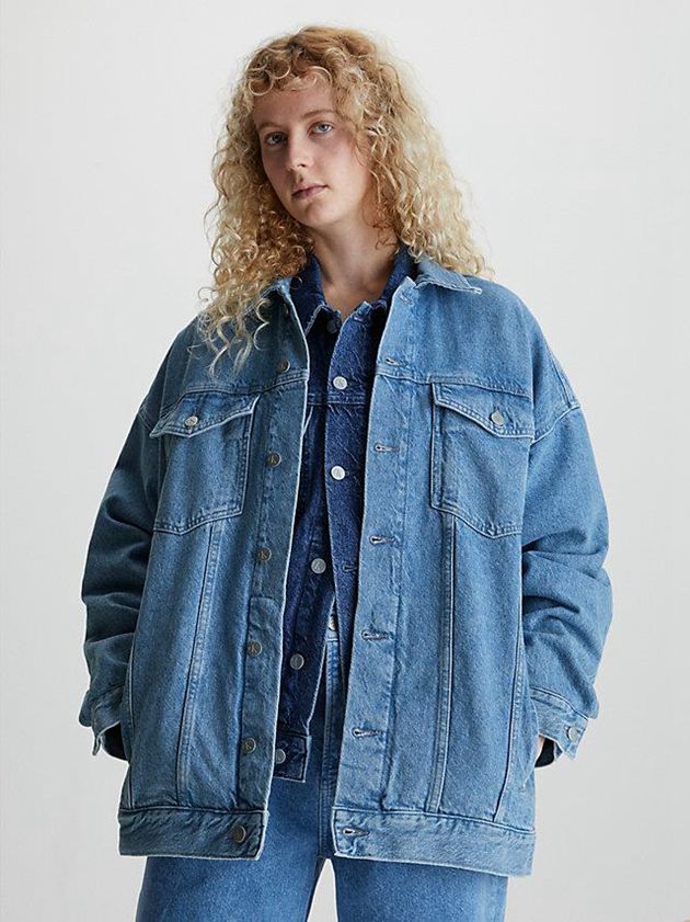 Calvin Klein USA Unisex Oversized Denim Womens Jacket Blue 3529487-XB